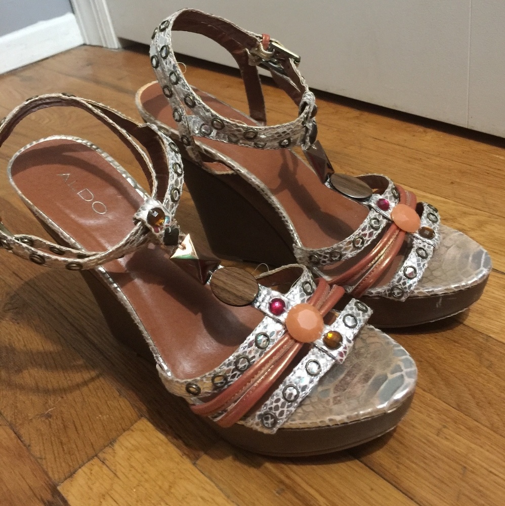 ALDO Steck Wedge Sandals Snake Print Size 41 🔥